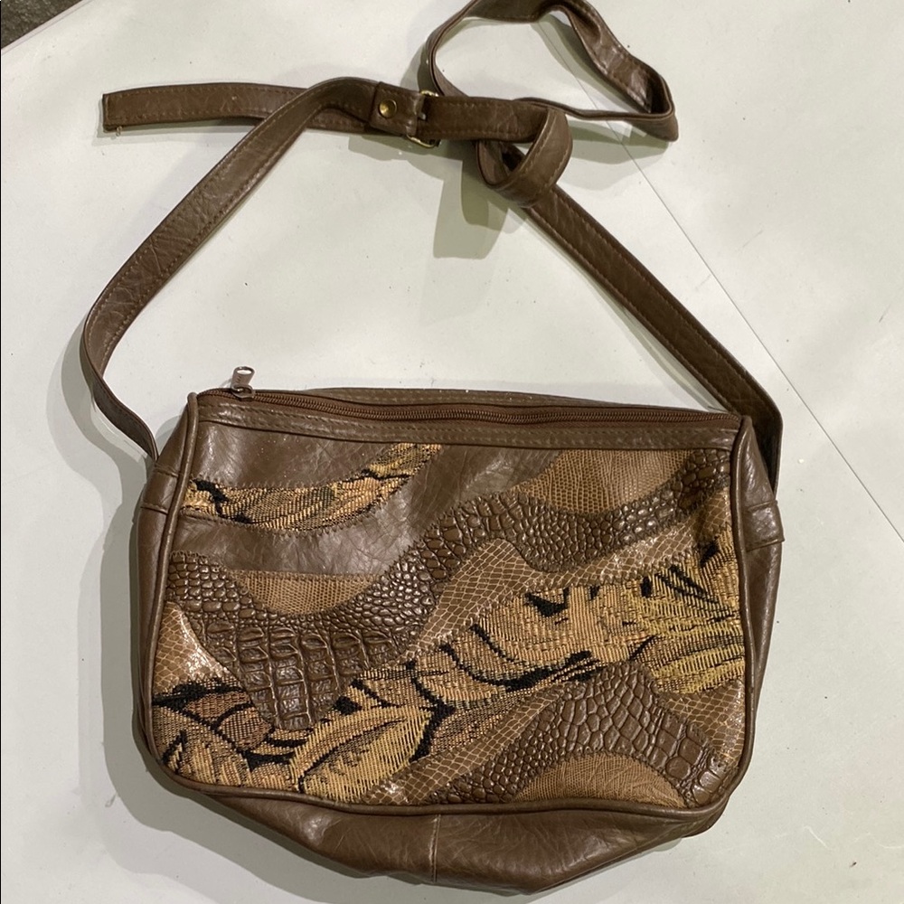 Brown and Tan Leather Shoulder Bag